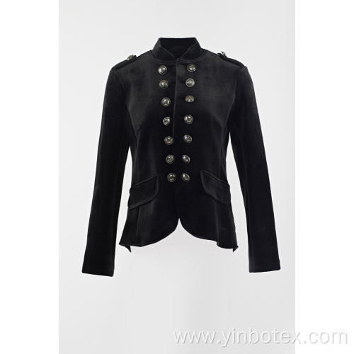 Black combined button blazer with span